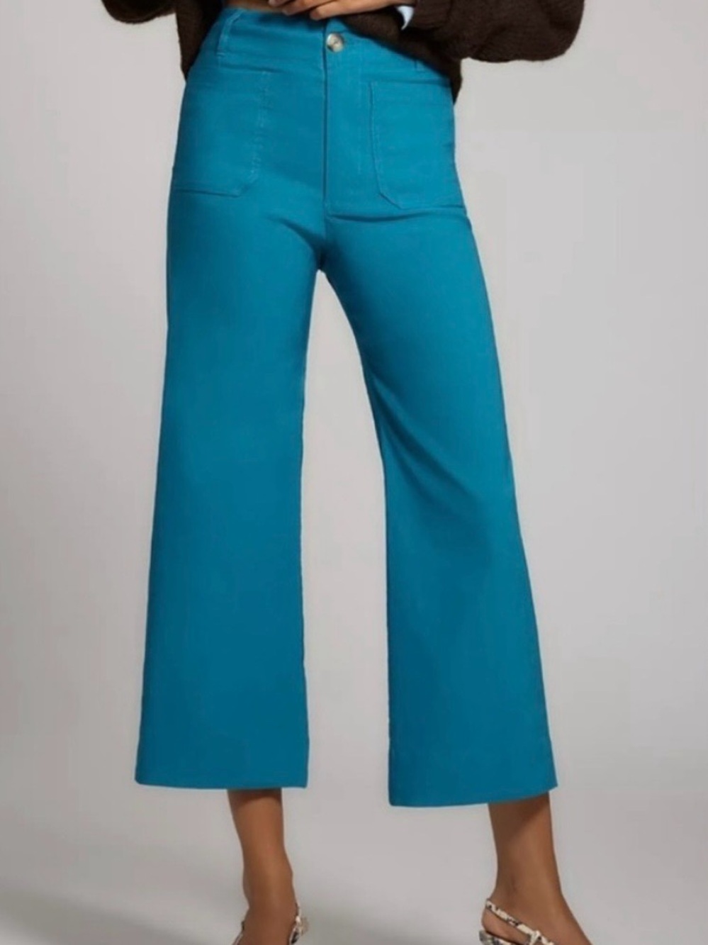Anthropologie Collette Teal Wide-Leg High-Rise Pants